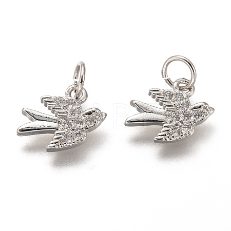 Brass Micro Pave Clear Cubic Zirconia Charms ZIRC-C020-48P-1