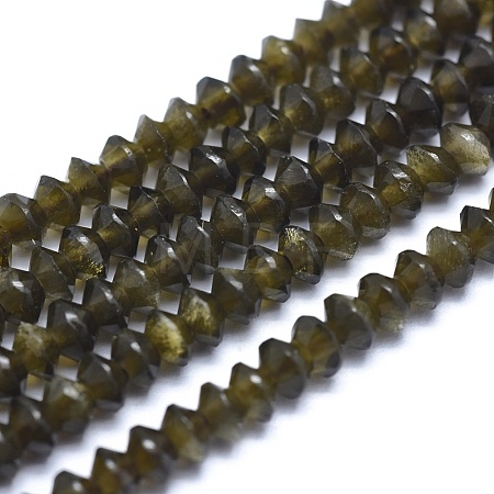 Natural Golden Sheen Obsidian Beads Strands G-E530-15G-1