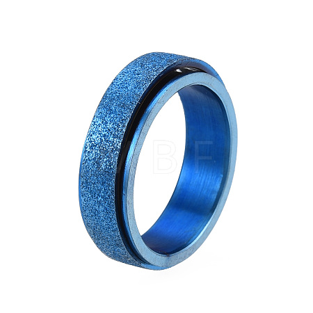 201 Stainless Steel Sand Blast Rotating Finger Ring RJEW-N043-06B-1