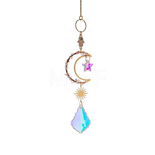 Glass Teardrop/Star Prisms Suncatchers Hanging Ornaments G-PW0004-72A-1