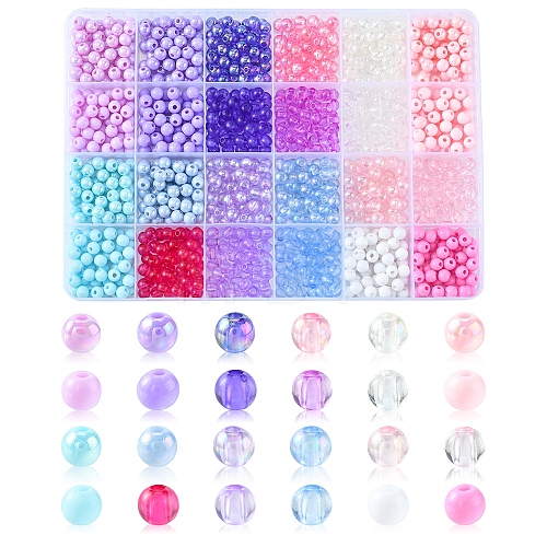 120G 24 Style Transparent & Opaque Acrylic Beads OACR-FS0001-21-1