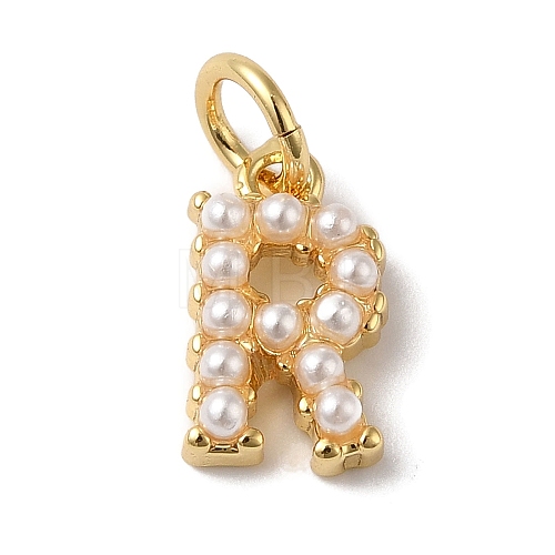 Rack Plating Brass with ABS Plastic Imitation Pearl Charms KK-B092-30R-G-1