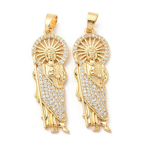 Brass Micro Pave Cubic Zirconia Pendants KK-P250-26G-1