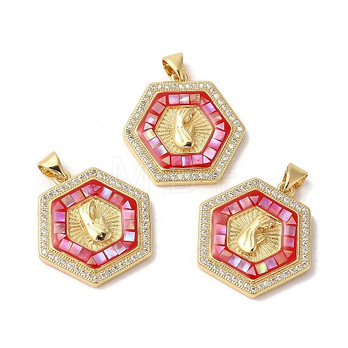 Brass Micro Pave Cubic Zirconia Pendants KK-K385-109G-1