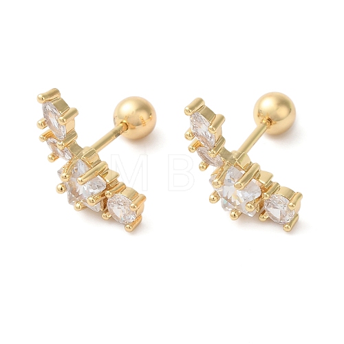 Star Brass Micro Pave Clear Cubic Zirconia Ear Plug Gauges EJEW-L289-01G-02-1