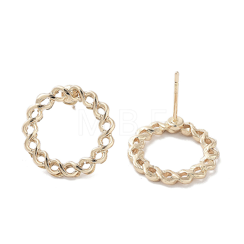 Hollow Twist Ring Alloy Studs Earrings for Women EJEW-H309-05KCG-1