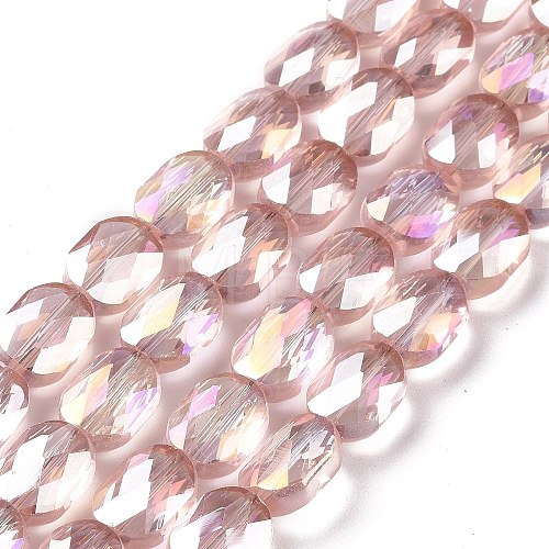 Faceted Electroplated Transparent Glass Beads Strands GLAA-G092-B01-1