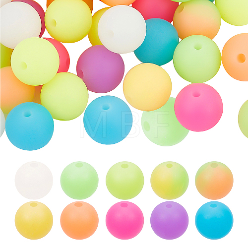 60Pcs 10 Colors Luminous Silicone Beads SIL-FH0001-02-1