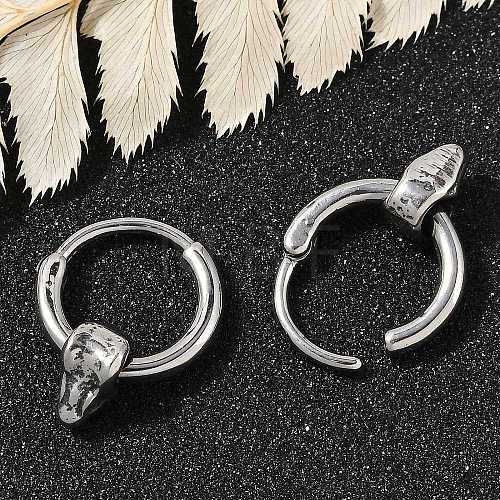 Snake Head 316 Surgical Stainless Steel Hoop Earrings EJEW-G416-41B-AS-1