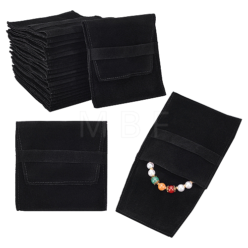 Velvet Jewelry Flap Pouches ABAG-WH0038-43F-1
