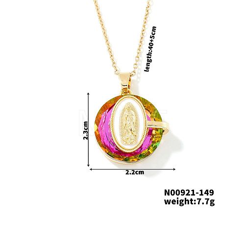 Luxury Fashionable American and European Style Brass Glass Virgin Mary Pendant Necklaces for Women DB7560-4-1