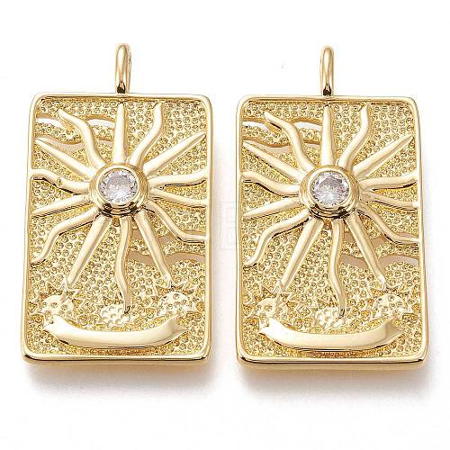 Brass Micro Pave Clear Cubic Zirconia Pendants X-ZIRC-I044-06G-1