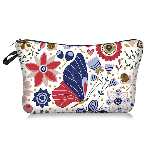 Flower Pattern Polyester Waterpoof Makeup Storage Bag PW-WG57471-15-1