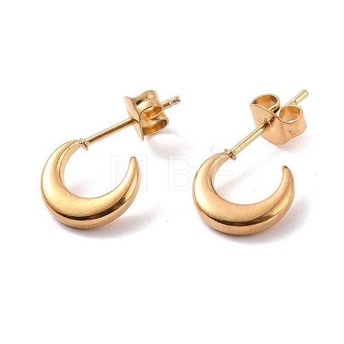 Vacuum Plating 304 Stainless Steel Crescent Moon Stud Earrings for Women EJEW-F280-05A-G-1