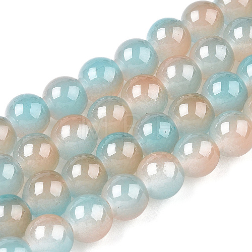 Baking Painted Imitation Jade Glass Round Bead Strands DGLA-N003-10mm-05-1