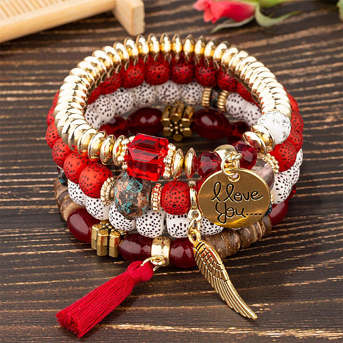 Boho Style Wood Beaded Stretch Bracelet Sets for Women WGE3C3B-49-1