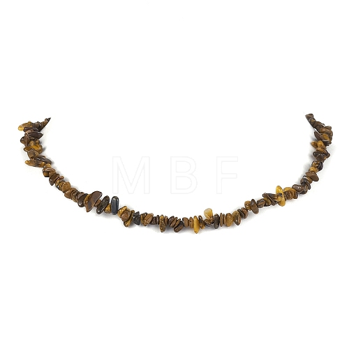 Natural Tiger Eye Chip Beaded Necklace NJEW-JN04616-08-1