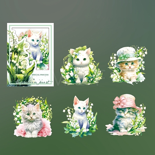 5Pcs Plant PET Waterproof Sticker Labels PW-WG68672-05-1