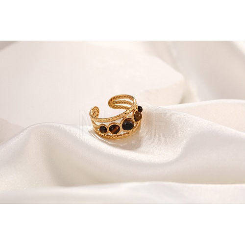 Natural Tiger Eye Finger Rings WG00F31-03-1