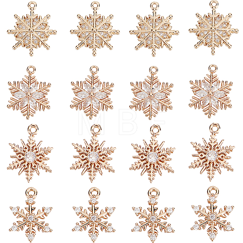 16Pcs 4 Style Brass Micro Pave Cubic Zirconia  Charm FIND-SC0004-62-1