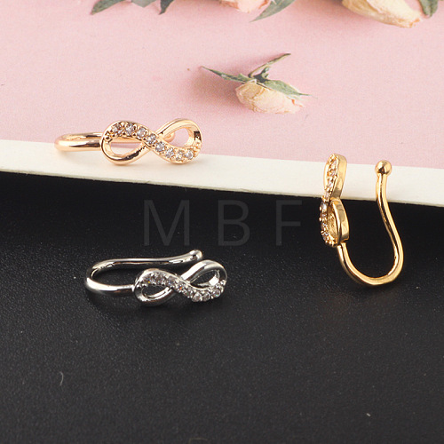 304 Stainless Steel Micro Pave Clear Cubic Zirconia Clip on Nose Rings WGD6E17-12-1