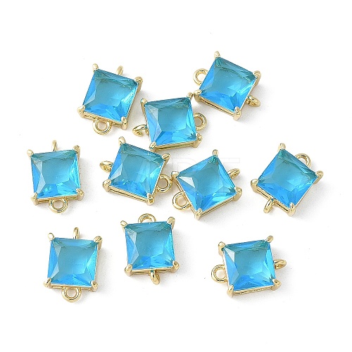 Brass Pave Cubic Zirconia Connector Charms KK-F892-53G-05-1