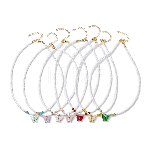 Glass Beads Necklaces NJEW-JN04725-1