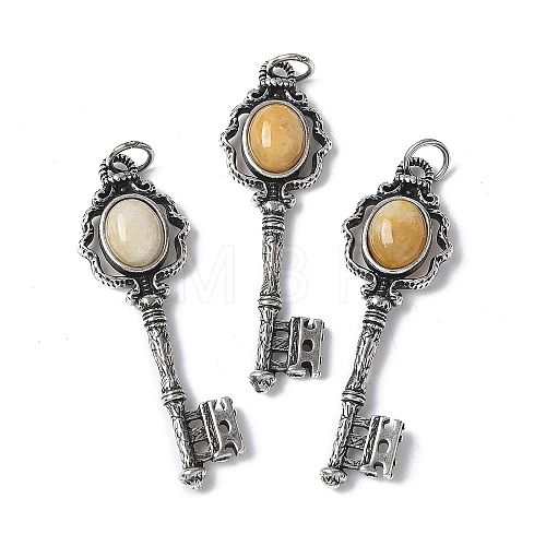 Key Brass Natural Topaz Jade Big Pendants KK-D361-01AS-30-1