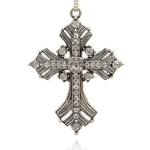 Alloy Latin Cross Clenched Large Gothic Pendants ALRI-J030-01AS-1