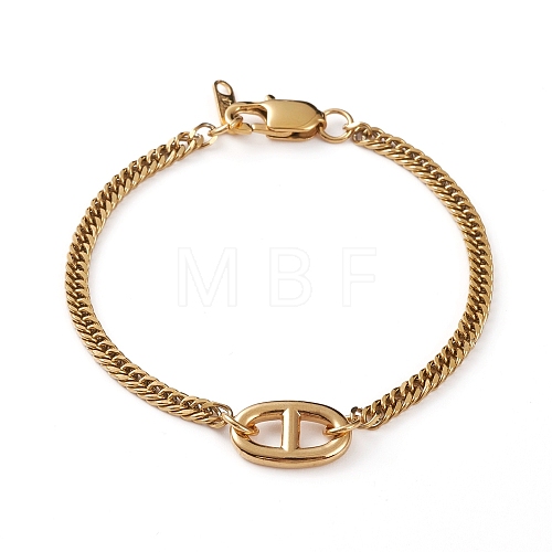 304 Stainless Steel Oval Link Bracelets BJEW-JB05886-1