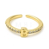 Clear Cubic Zirconia Initial Letter Open Cuff Ring RJEW-H120-09G-B-2
