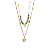 304 Stainless Steel & Glass Bead Double Layer Necklaces STAS-OY010-11G-3