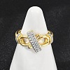 Brass Micro Pave Cubic Zirconia Open Cuff Ring for Women RJEW-F177-03GP-13-3