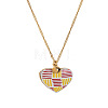 304 Stainless Steel Enamel Printed Mom Heart Locket Pendant Necklaces for Mother's Day Gift WG641EA-08-1