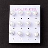 6 Pair Shell Pearl Round Ball Stud Earrings EJEW-A067-18A-3