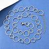 304 Stainless Steel 8MM and 12MM Ring Link Chain Necklaces NJEW-P343-02B-P-1