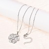 304 Stainless Steel Textured Flower Pendant Necklaces for Women NJEW-C117-01C-P-3