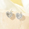 Brass Micro Pave Clear Cubic Zirconia Stud Earrings EJEW-R016-26P-05-1