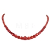 Round Natural Carnelian(Dyed & Heated) Beaded Neckiaces NJEW-JN05003-1