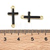Brass Enamel Religion Cross Links Connector Charms KK-D229-07G-4