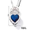 Fashionable Brass Cubic Zirconia Crown Heart-Shaped Pendant Dapped Chain Necklaces for Women SM2288-2-1