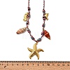 Summer Beach 304 Stainless Steel & Electroplated Natural Shell Pendant Adjustable Polyester Cord Necklaces for Women NJEW-F348-01C-G-5