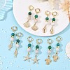 Synthetic Chrysocolla & Natural Agate Beads Hoop Dangle Earrings EJEW-JE07321-1