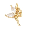 Brass Micro Pave Clear Cubic Zirconia Pendants KK-D258-32G-1