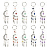 10Pcs Alloy Natural Mixed Stone Keychains KEYC-TAC00056-2