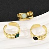 316 Stainless Steel with Natural Mixed Gemstone Cuff Rings RJEW-Z098-01G-14-2