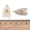 Brass & Natural Grey Agate & Cubic Zirconia Pendants GG-CBAD360-20G-09-3