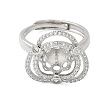 Flower Brass Micro Pave Cubic Zirconia Adjustable Ring Settings KK-K297-18P-2