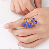 Cube & Flat Round Alloy Rhinestone Finger Rings FS-WG5656B-03-2