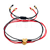 2Pcs Heart 304 Stainless Steel Bead Braided Bead Bracelets LR5598-3-6